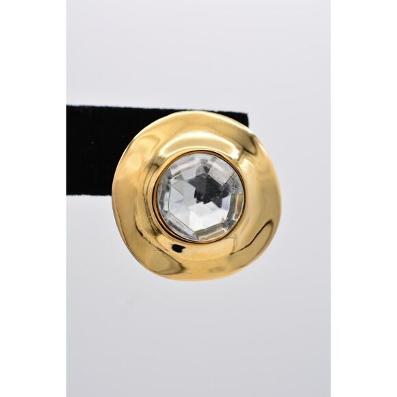 Givenchy Vintage Earrings Lucite Clear Crystal Gold Chunky Signed 1980s BinAO - Picture 7 of 12